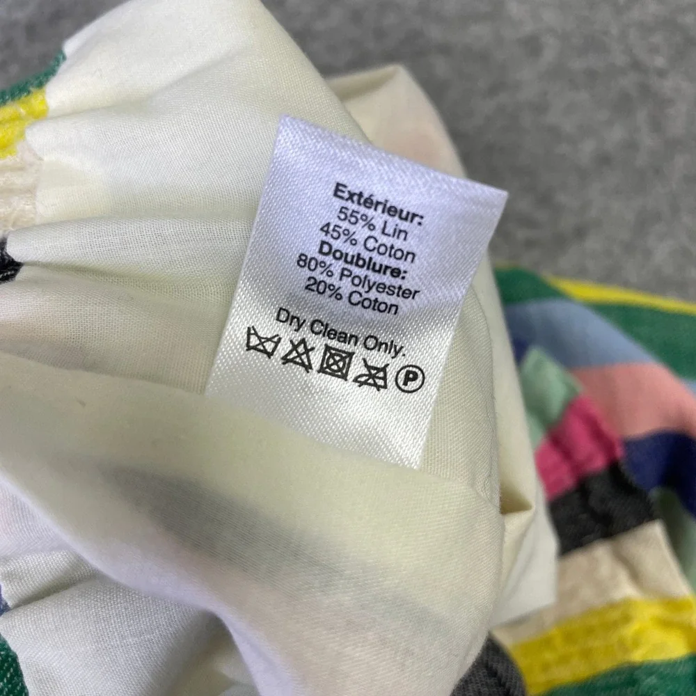 J.Crew Multi Color Striped Linen Blend Paperbag Waist Mini Skirt Size 8